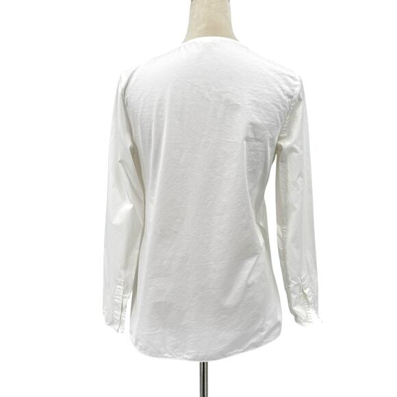 COS White Poplin Long Sleeve V-neck Side Tie Wrap Longline Top - Picture 3 of 13